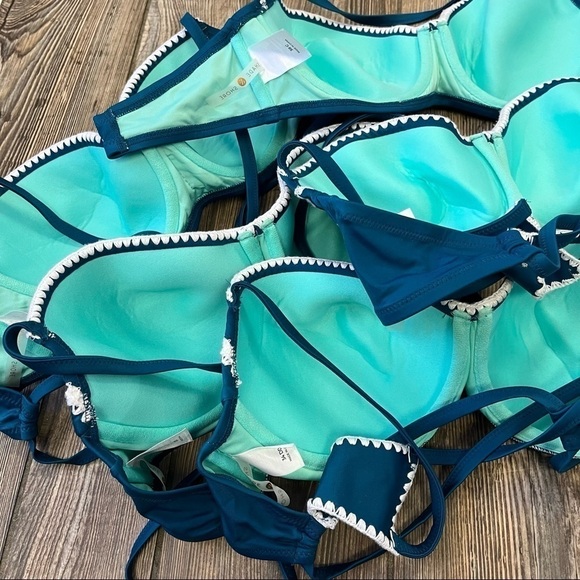 SHADE & Shore Bikini Top Blue Lace Strappy Underwire NWOT - Picture 8 of 8